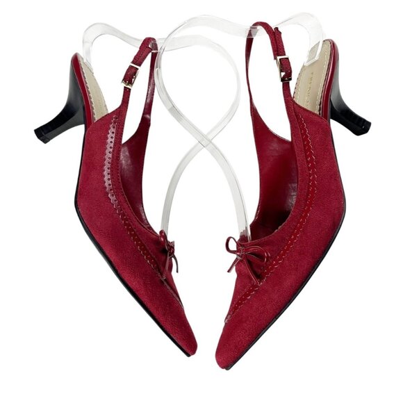 Predictions Jacelyn Red Faux Suede Heels Slingback Shoes Size 7 - Picture 5 of 16